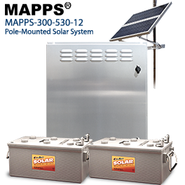 300 Watt 12VDC 530Ahr Pole-Mounted Solar Panel System