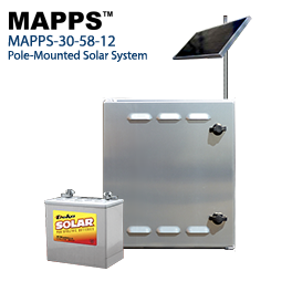 30 Watt 12VDC 58Ahr Battery Enclosure Solar Panel System