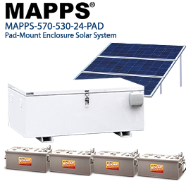 600 Watt 24VDC 530Ahr Pad-Mounted Solar Panel System
