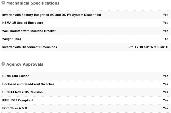 PVP5200 Inverter Mechanical Specifications