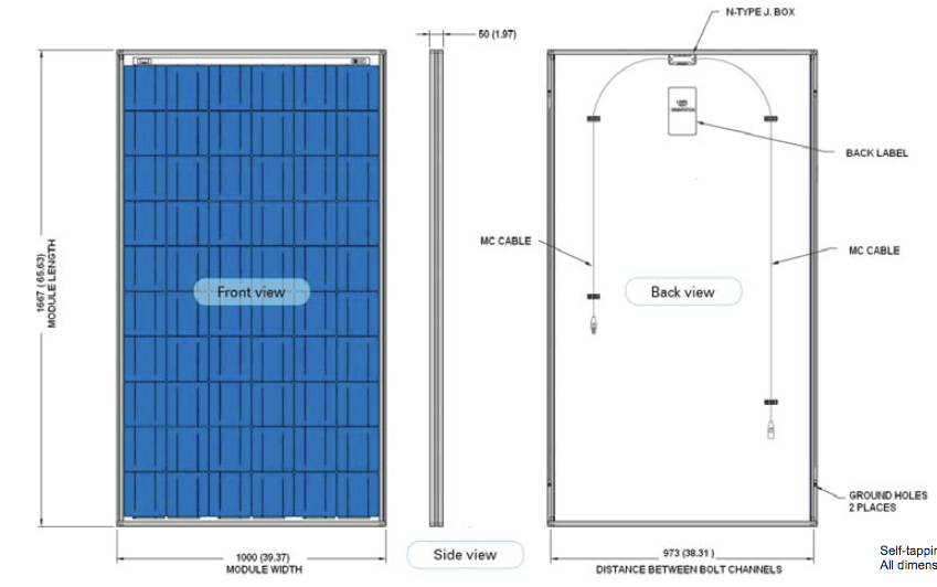 BP Solar BP3220N dimensions