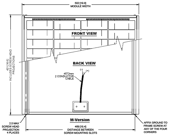 BP Solar SX320 multimount dimensions