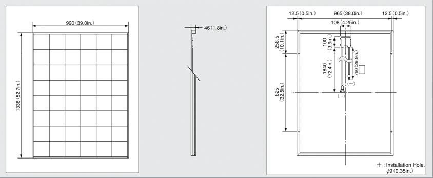 Kyocera KD185GX-LPU Dimensions