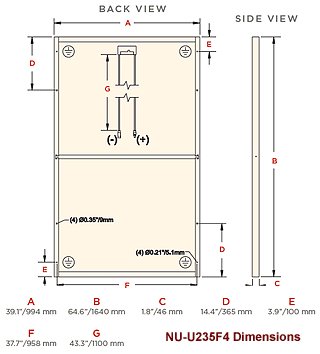 Sharp NU-U235F4 Dimensions