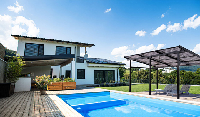 Infinity Rack Light Solar Pergola Installation