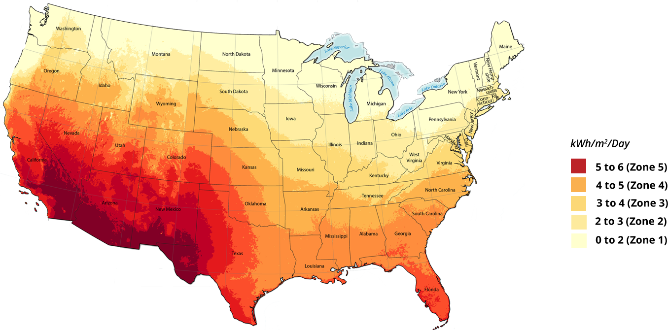 MAPPS NREL US Irradiance Zones