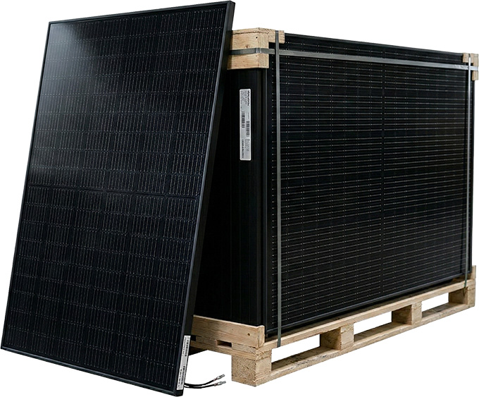 Solar panels on pallet ready for shipping