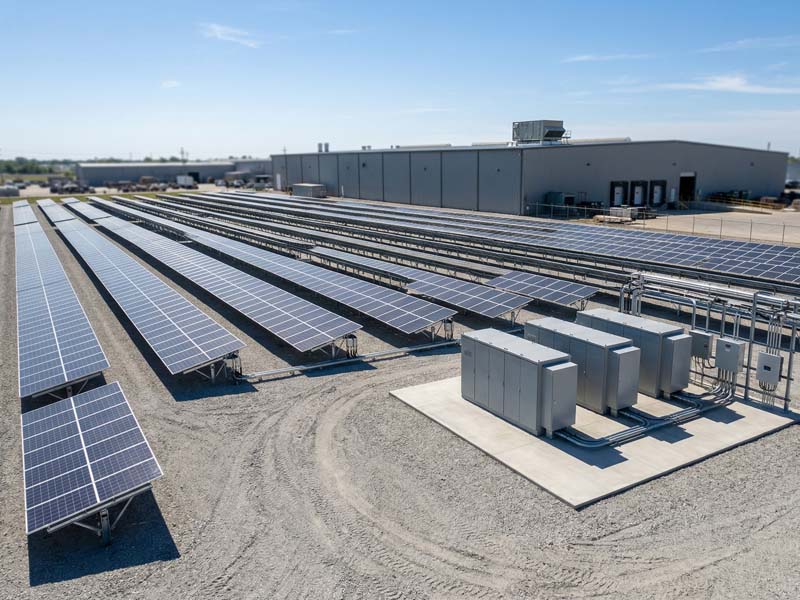 Commercial solar array and BESS installation