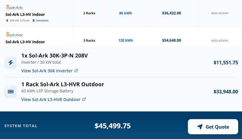 Review system summary and submit a quote request